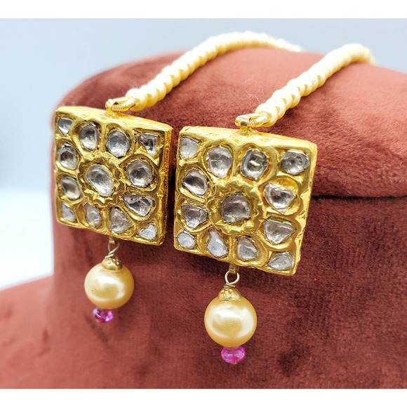 Pia Rose-Cut Diamond Stud Earrings | Unique Engagement Rings  22k Yellow Gold Rose cut Diamond Earring